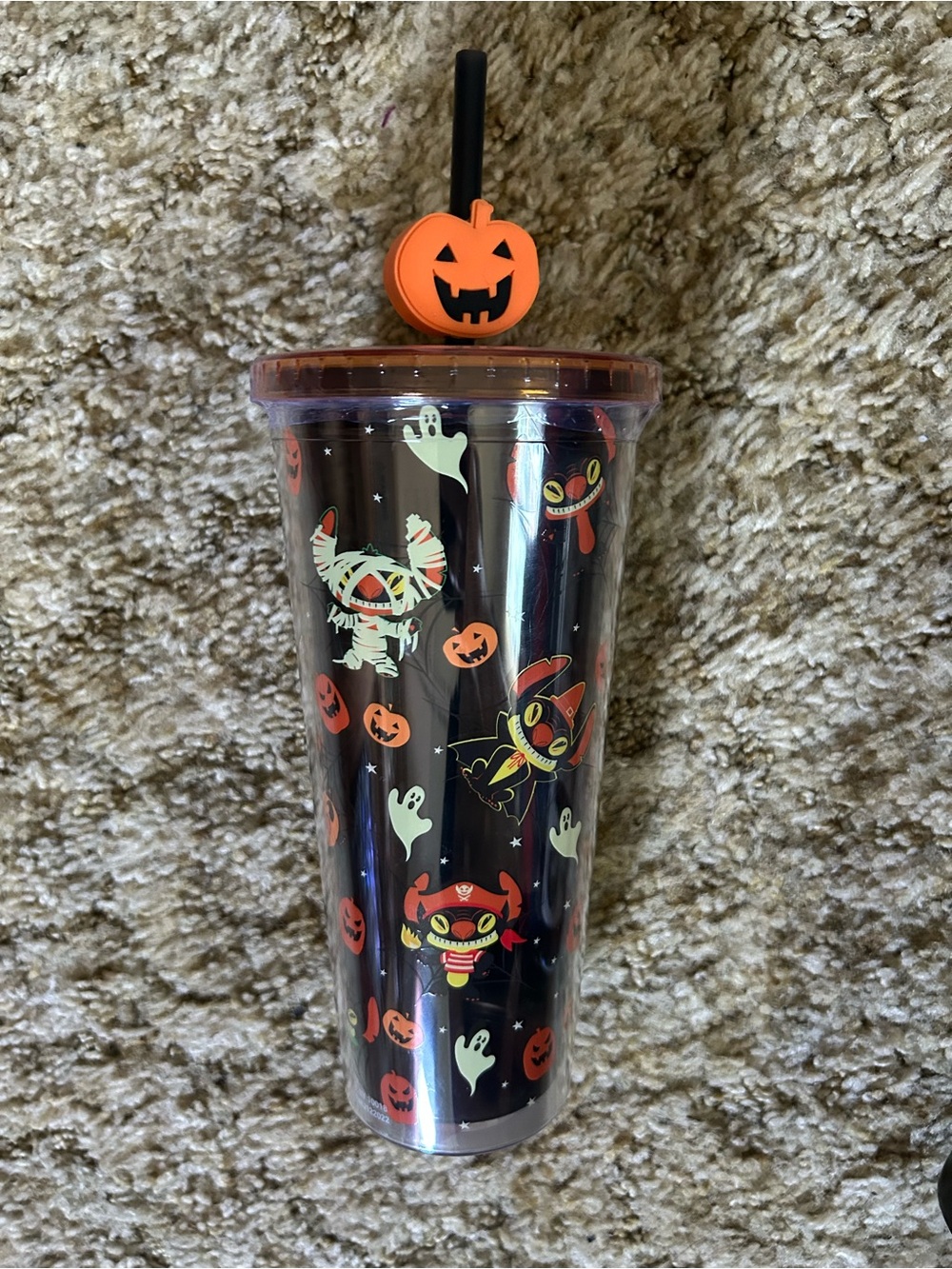 Disney Stitch Halloween Pumpkin Tumbler Cup